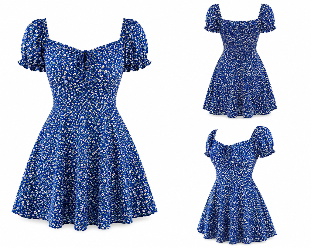 Isla Flora Puff Sleeve Mini Dress-Ruby Red