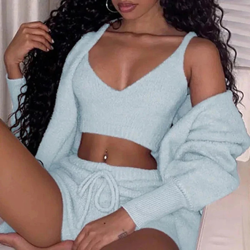 The Malibu 3-Piece Ribbed Loungewear Set