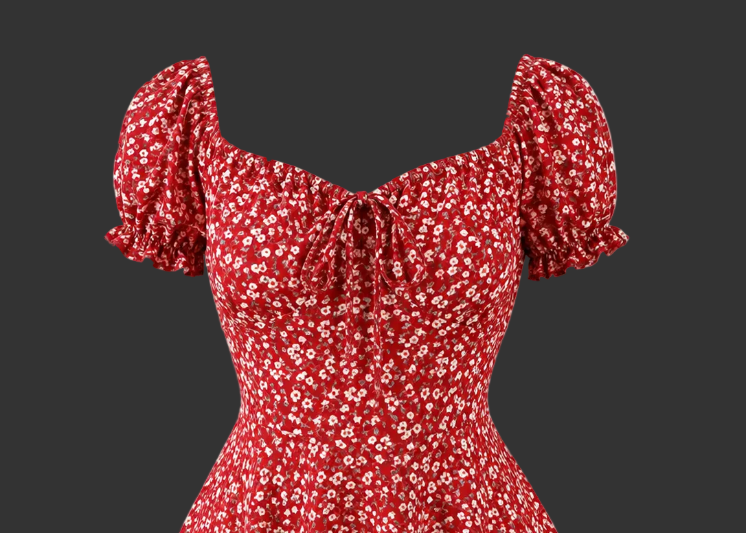 Isla Flora Puff Sleeve Mini Dress-Ruby Red