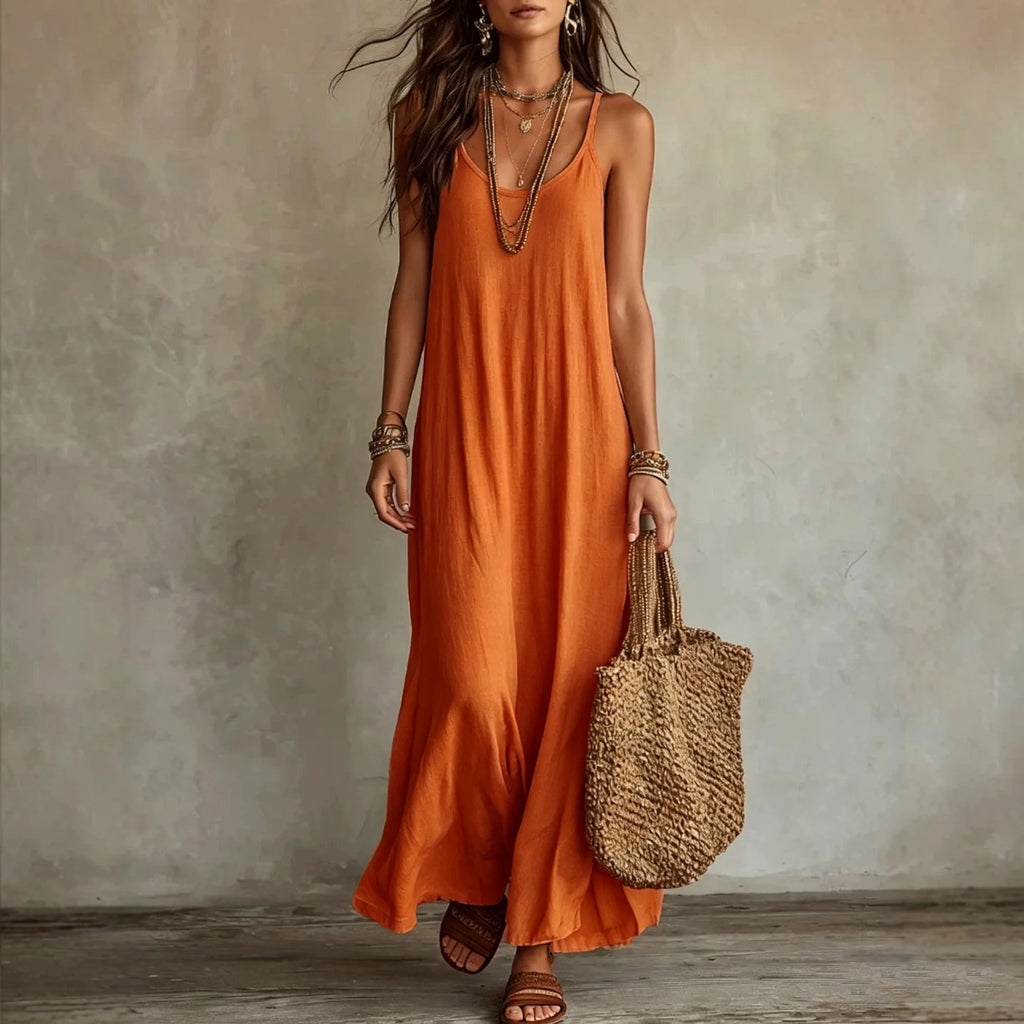 Backless Cami Dresses Summer Women Boho Dress Spaghetti Strap Sleeveless Casual Maxi Dress Long Sundress Holiday Beach Wear