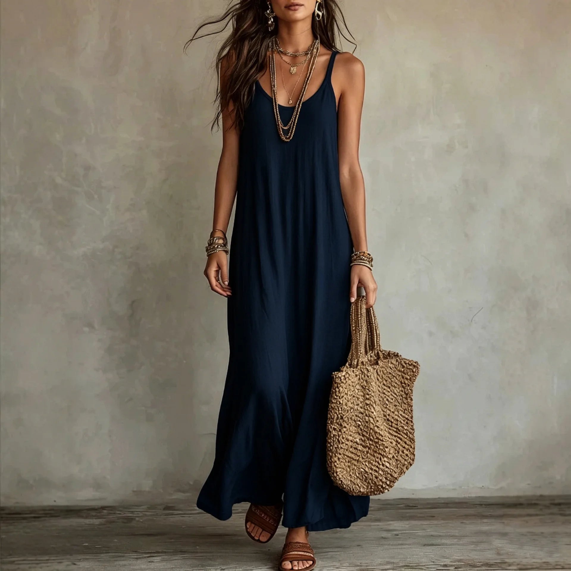 Backless Cami Dresses Summer Women Boho Dress Spaghetti Strap Sleeveless Casual Maxi Dress Long Sundress Holiday Beach Wear