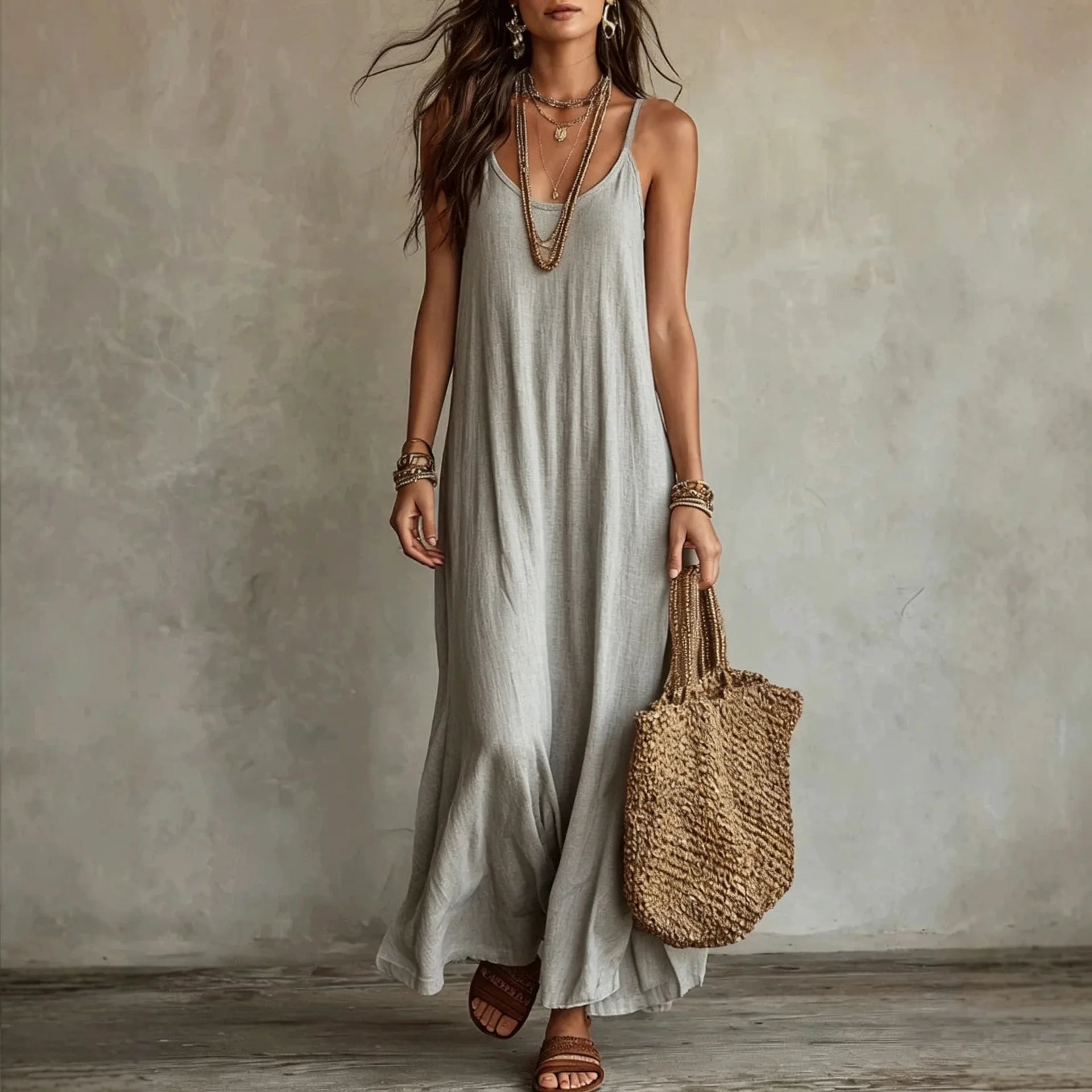 Backless Cami Dresses Summer Women Boho Dress Spaghetti Strap Sleeveless Casual Maxi Dress Long Sundress Holiday Beach Wear