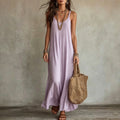 Backless Cami Dresses Summer Women Boho Dress Spaghetti Strap Sleeveless Casual Maxi Dress Long Sundress Holiday Beach Wear