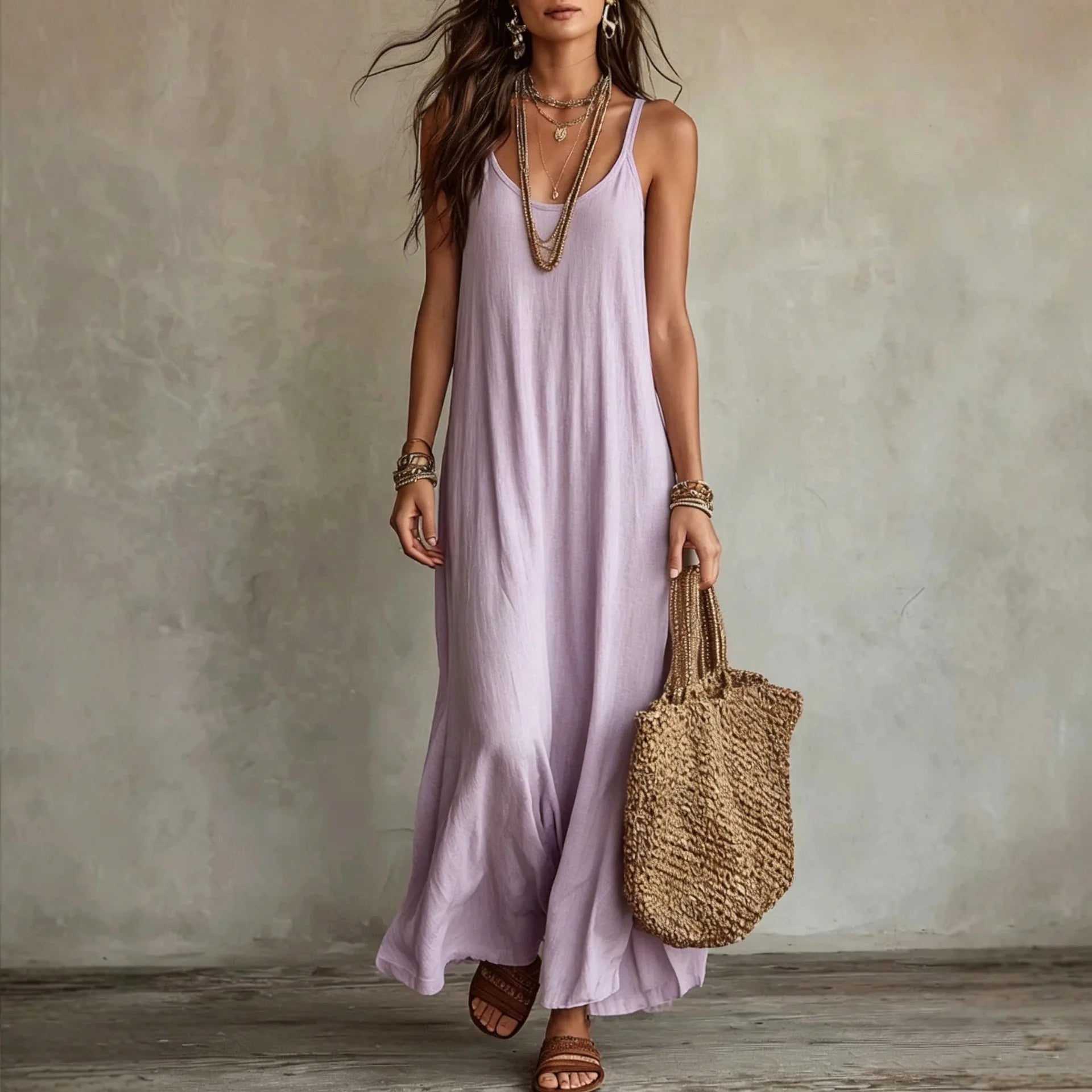 Backless Cami Dresses Summer Women Boho Dress Spaghetti Strap Sleeveless Casual Maxi Dress Long Sundress Holiday Beach Wear