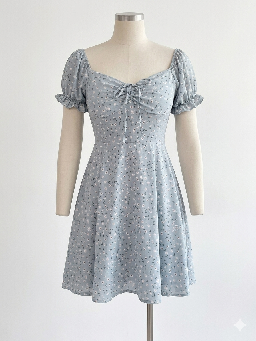 Isla Flora Puff Sleeve Mini Dress-Ruby Red